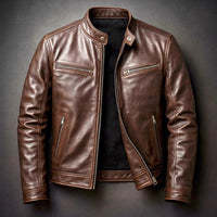 Mens PU Leather Motorcycle Jacket