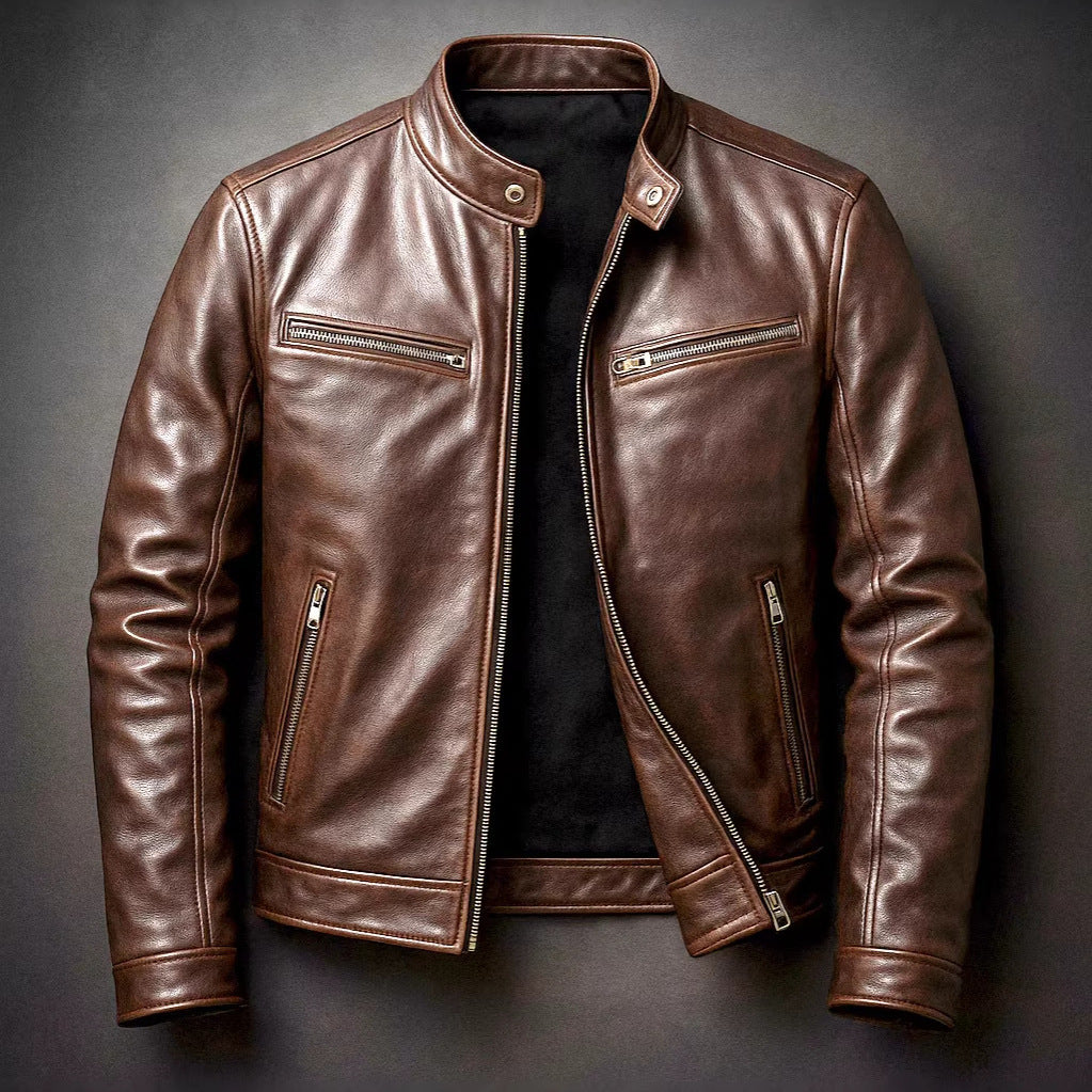 Mens PU Leather Motorcycle Jacket