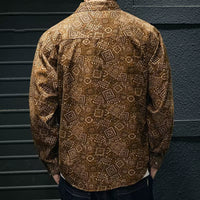Social Style Denim Printing Men's Lapel Casual Shirt