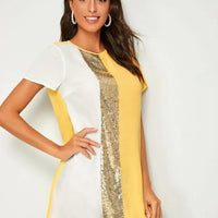 Colorblock dress with sequin detail