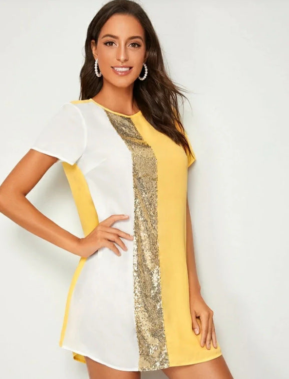 Colorblock dress with sequin detail