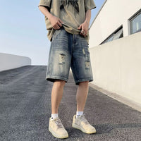 Retro Tattered Jeans Men's Denim Shorts