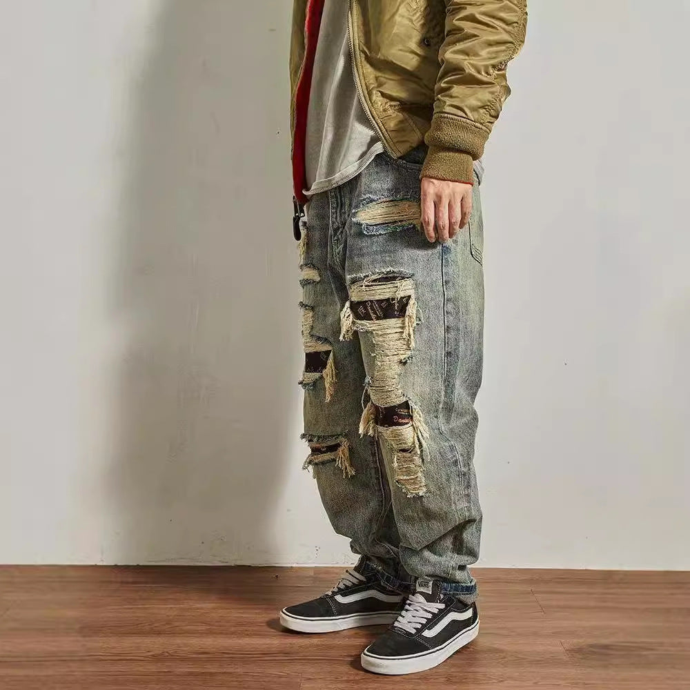 Men's Tapered Distressed Broken jeans