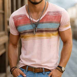 Mens 3D Digital-Print Short-Sleeve T-Shirt