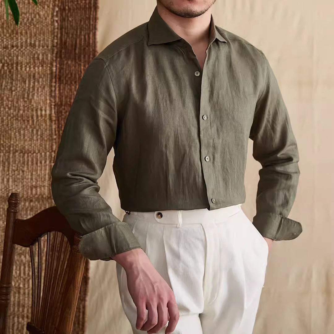 Men's Cotton Linen Long Sleeve Shirt