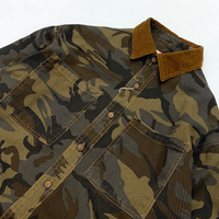 American Retro Camouflage Shirt Men's Corduroy Stitching Lapel