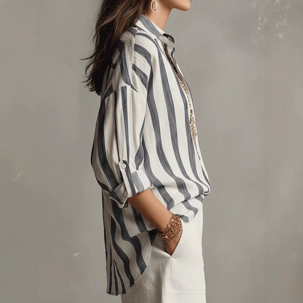 Lapel Collar Pullover Top