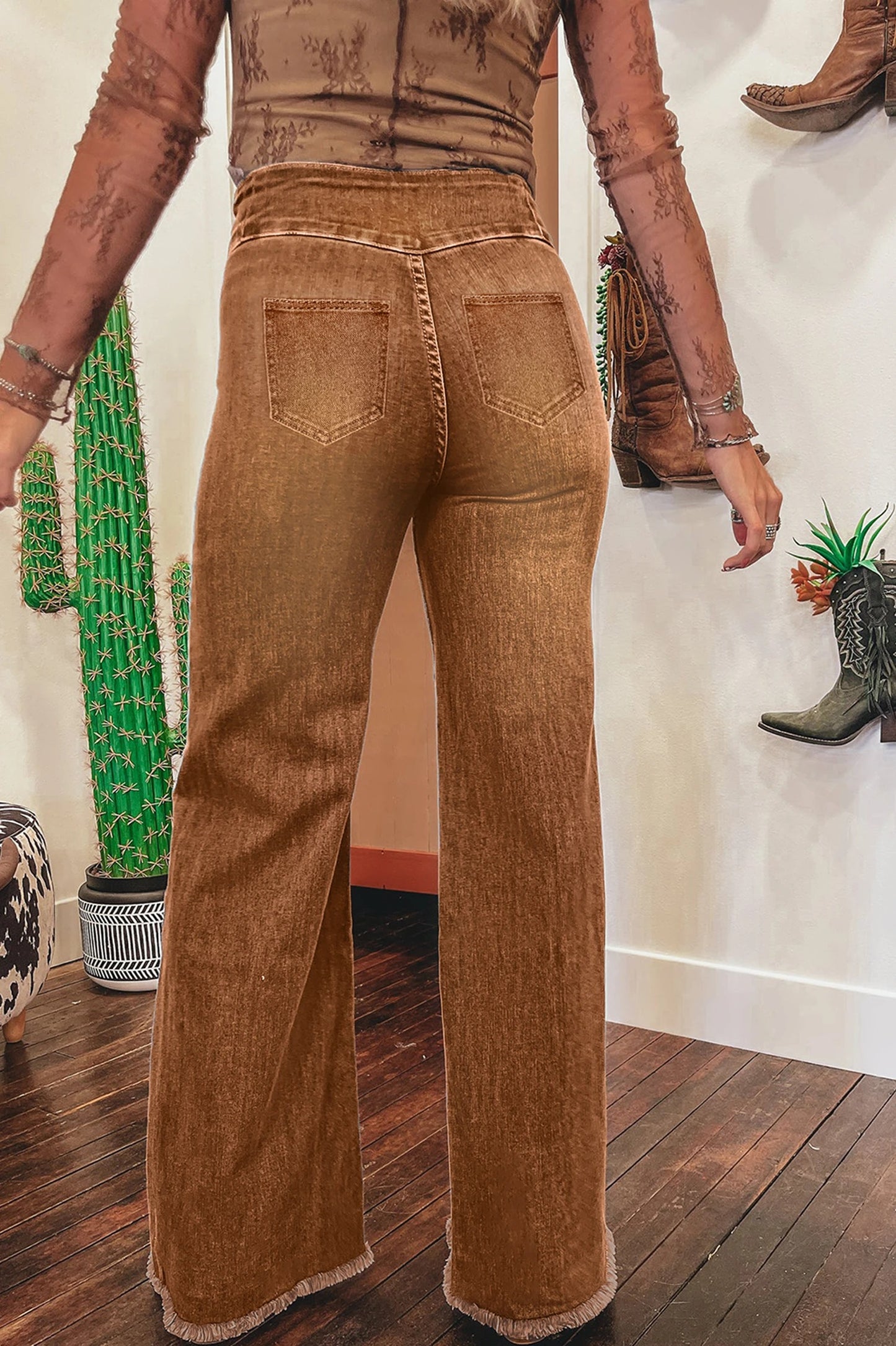 Women's Solid-Color Fashionable Casual Slimming Flared Denim Trousers