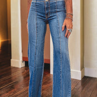 Women's Solid-Color Fashionable Casual Slimming Flared Denim Trousers