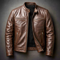 Mens PU Leather Motorcycle Jacket