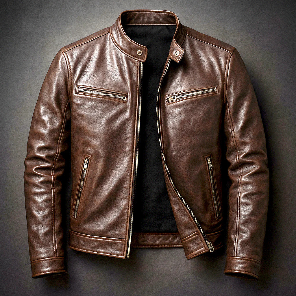 Mens PU Leather Motorcycle Jacket