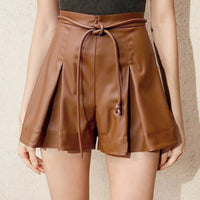 Womens Stylish Belted Waist-cinching Shorts Skirt