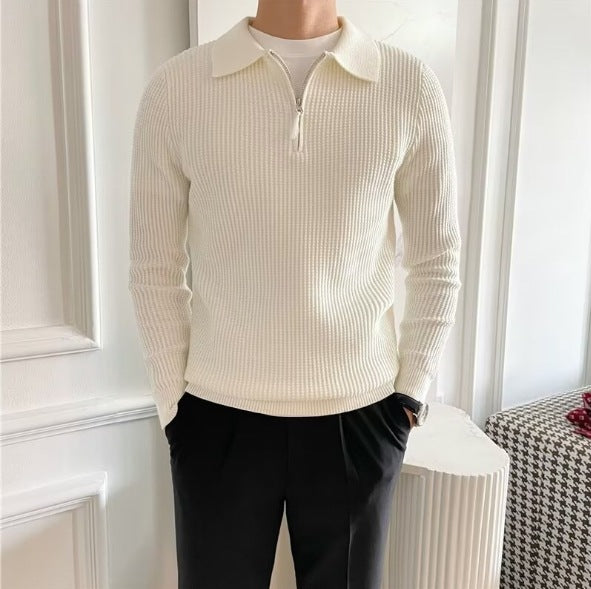Knitted Polo Sweater With Thermal