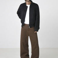 Cotton Retro Brown Straight-leg mens pant