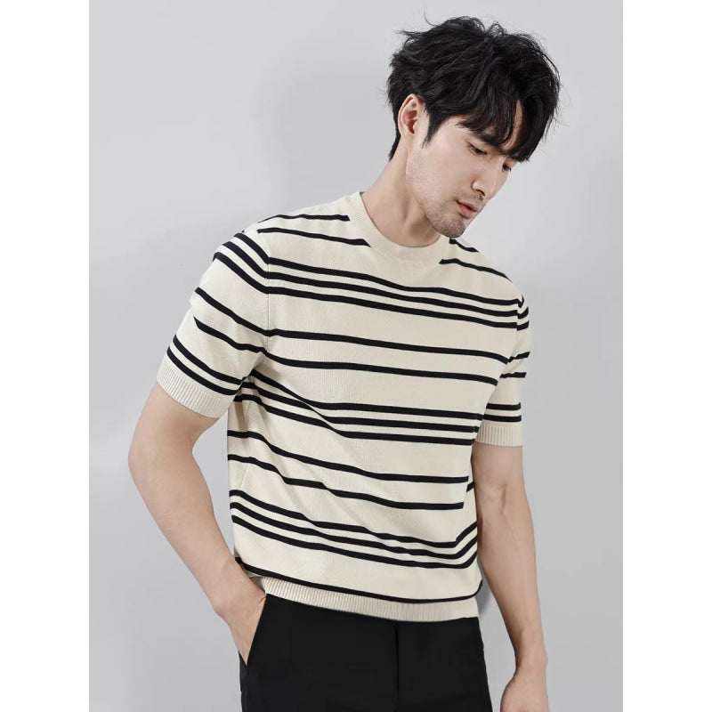 Knitted Ice Silk T-shirt Men's