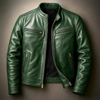 Mens PU Leather Motorcycle Jacket