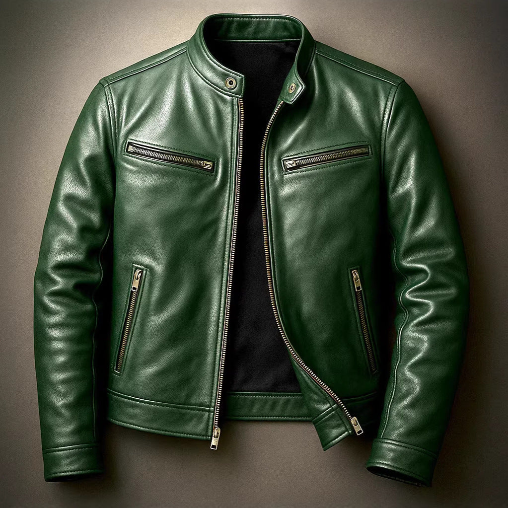 Mens PU Leather Motorcycle Jacket