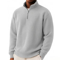 Mens Loose-fitting Casual Long-sleeve Pullover With A Zipper