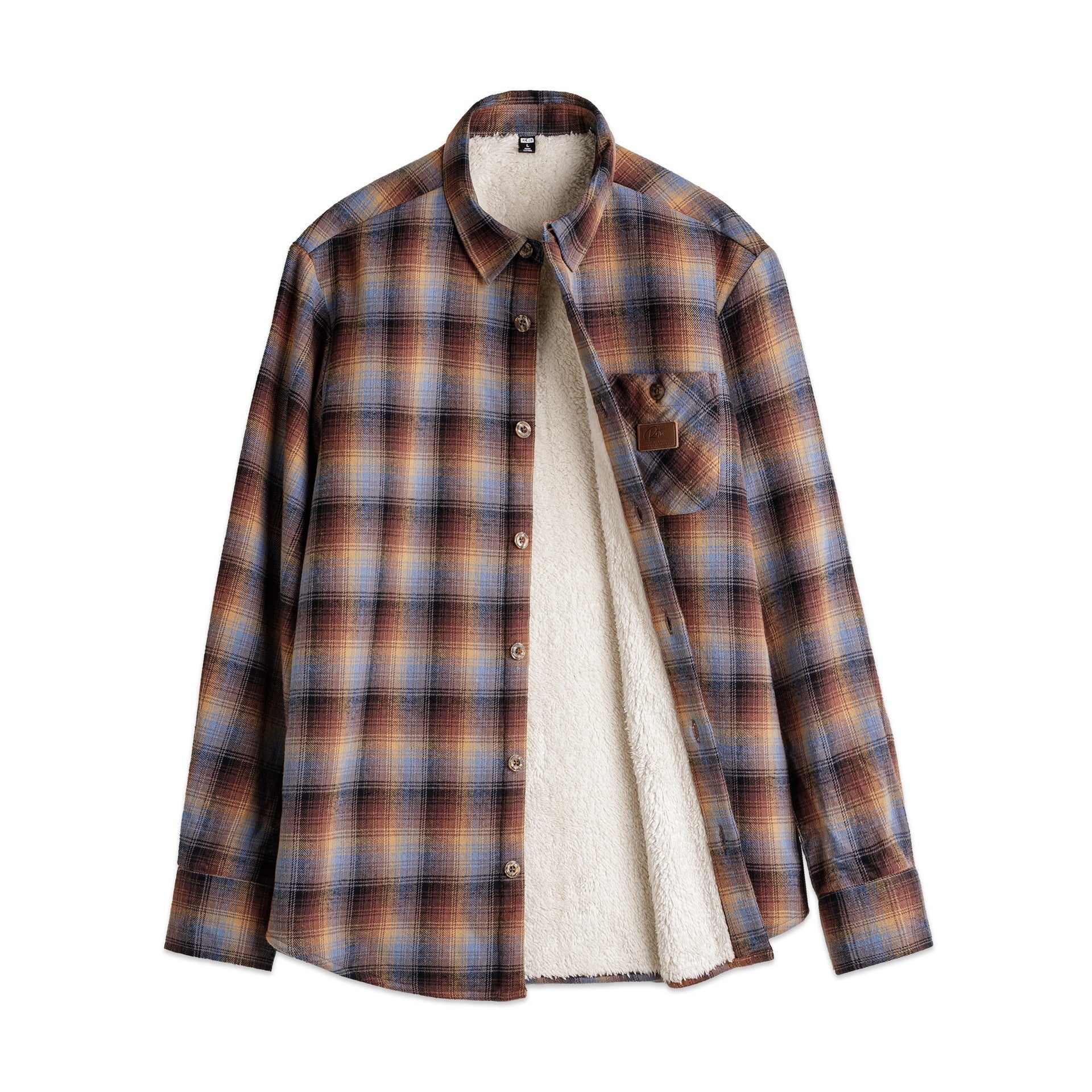 American Retro Plaid, Brushed Shirt Coat Polar Fleece Thermal