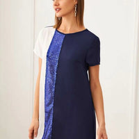 Colorblock dress with sequin detail