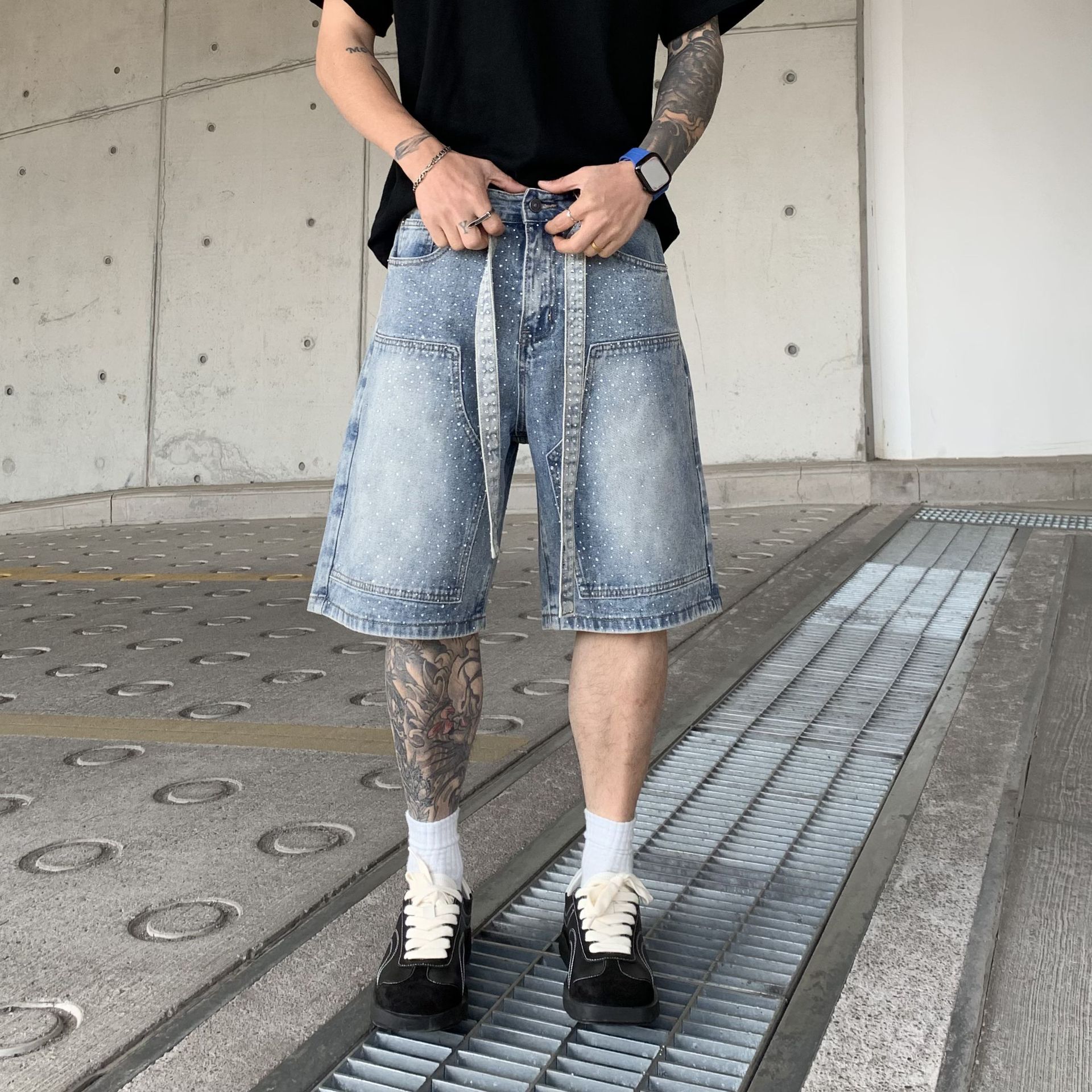 Gradient Cropped Pants Men shorts