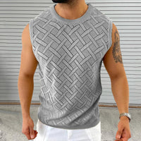 Knitted Mens Crew-Neck Sleeveless  T-shirt