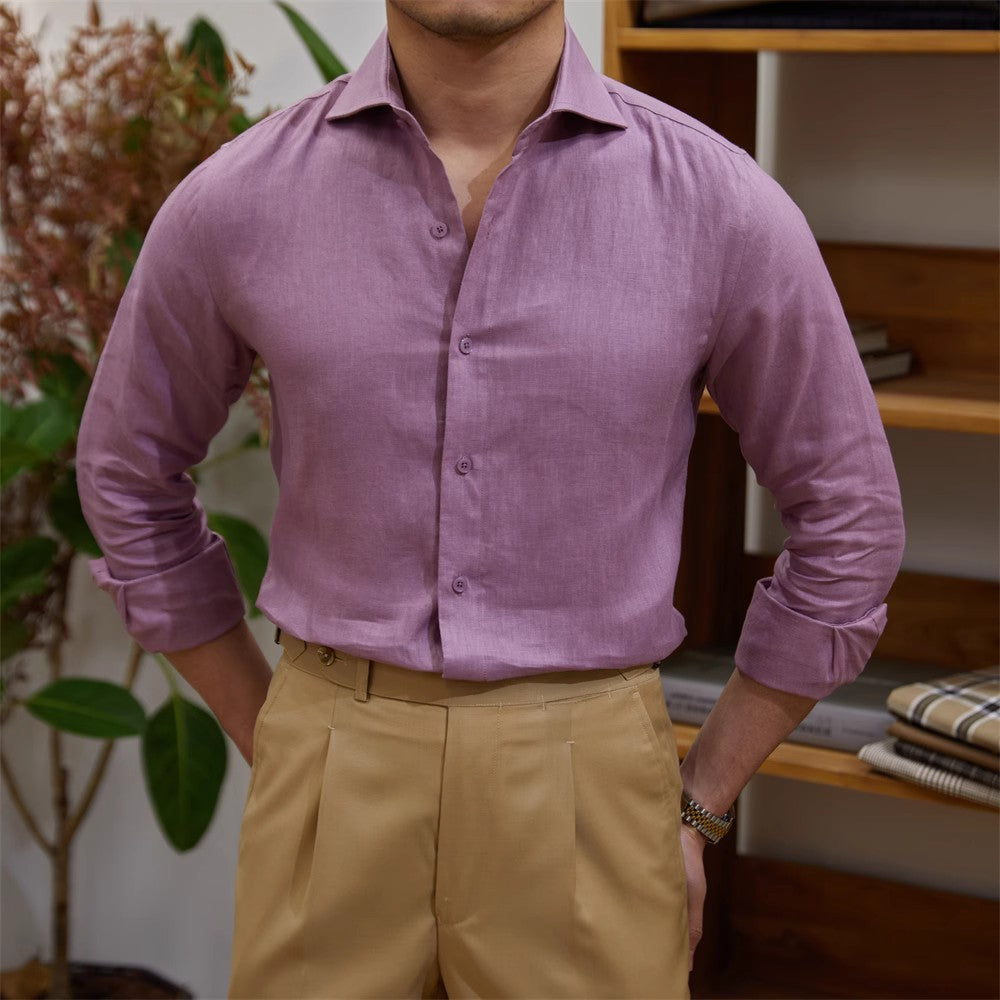 Men's Cotton Linen Long Sleeve Shirt