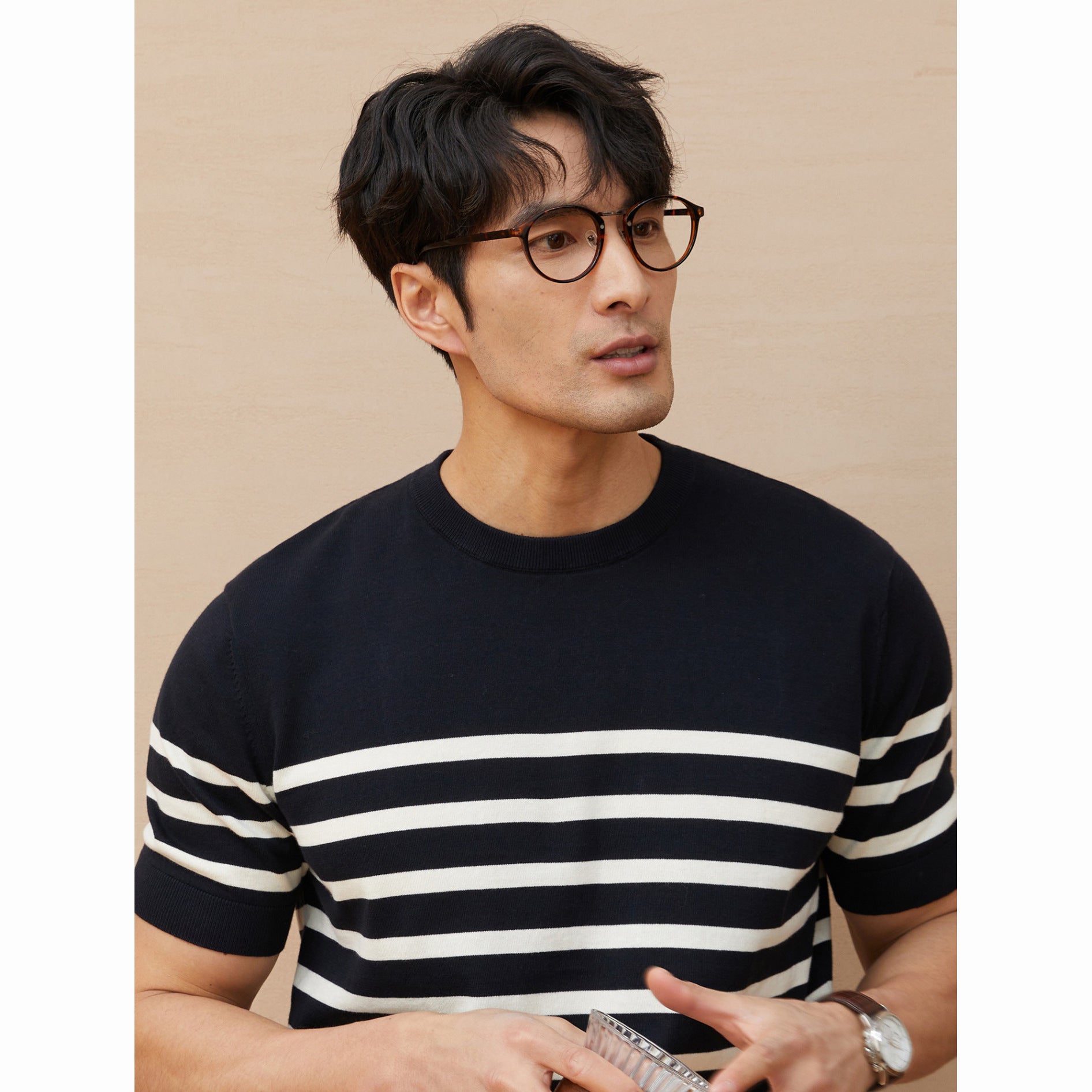 Short-sleeved Knitte Mens T-Shirt