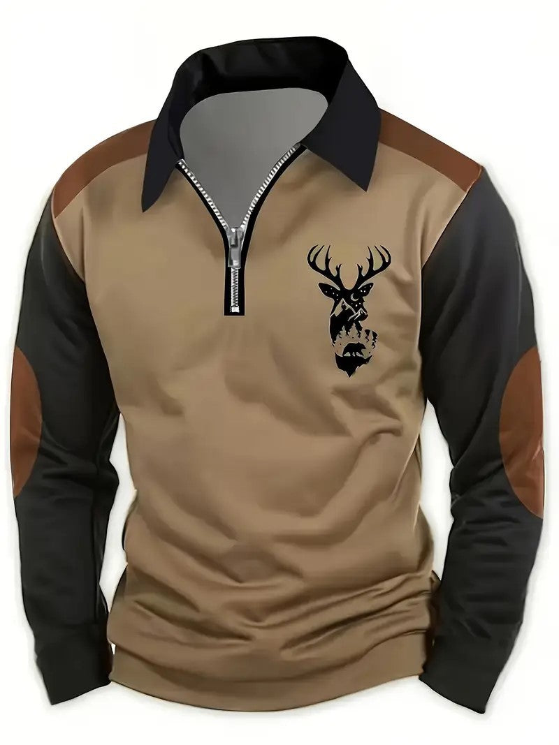 3D Printed Men's Long Sleeve Polo Shirt