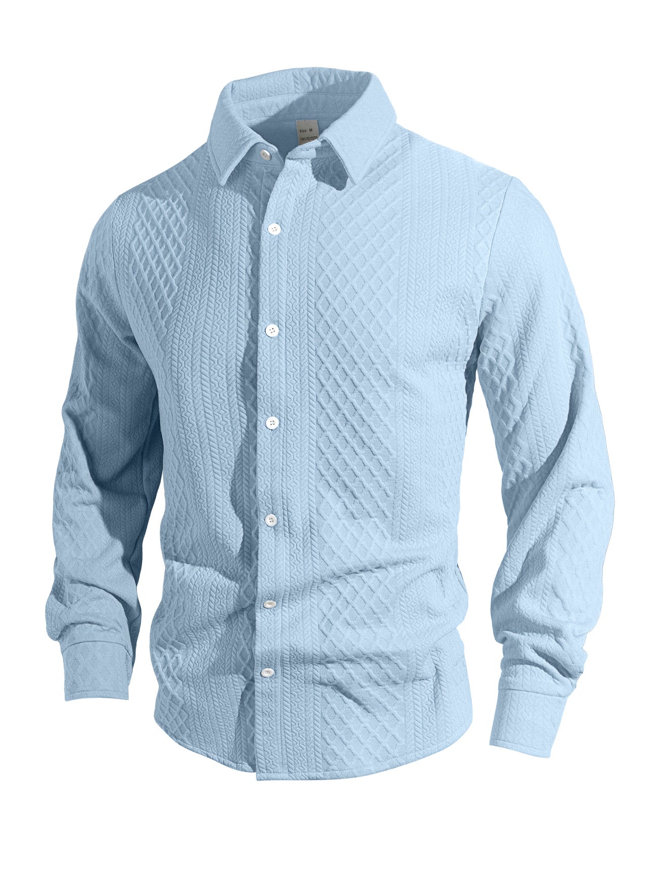 Knitted Floral Single-breasted Casual Sport Business Men's Lapel Long Sleeve Shirt