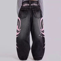 Womens Distressed Relaxed-Fit Denim Jeans