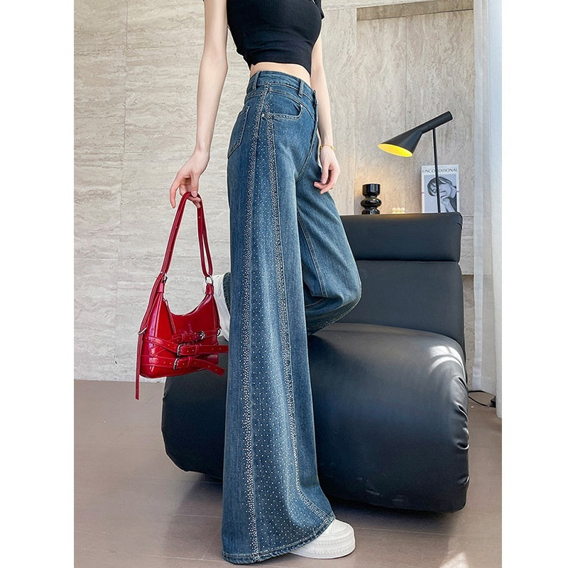 stone Embellished Flared Denim Jeans