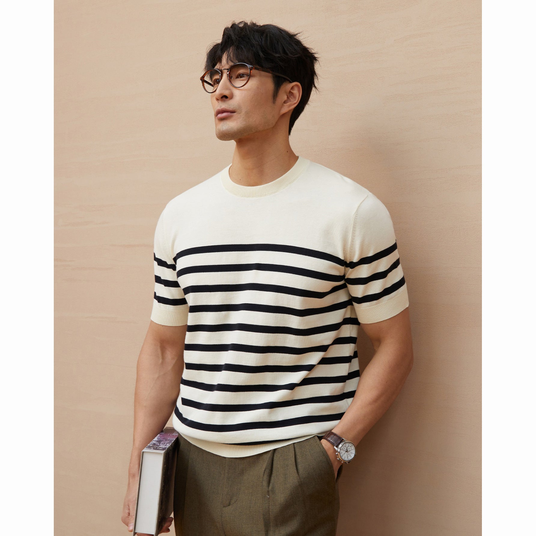 Short-sleeved Knitte Mens T-Shirt