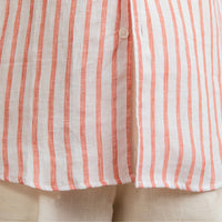 Linen Striped Long-sleeved Shirt With One Collar