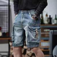 Blue Denim Shorts Men's American High Street