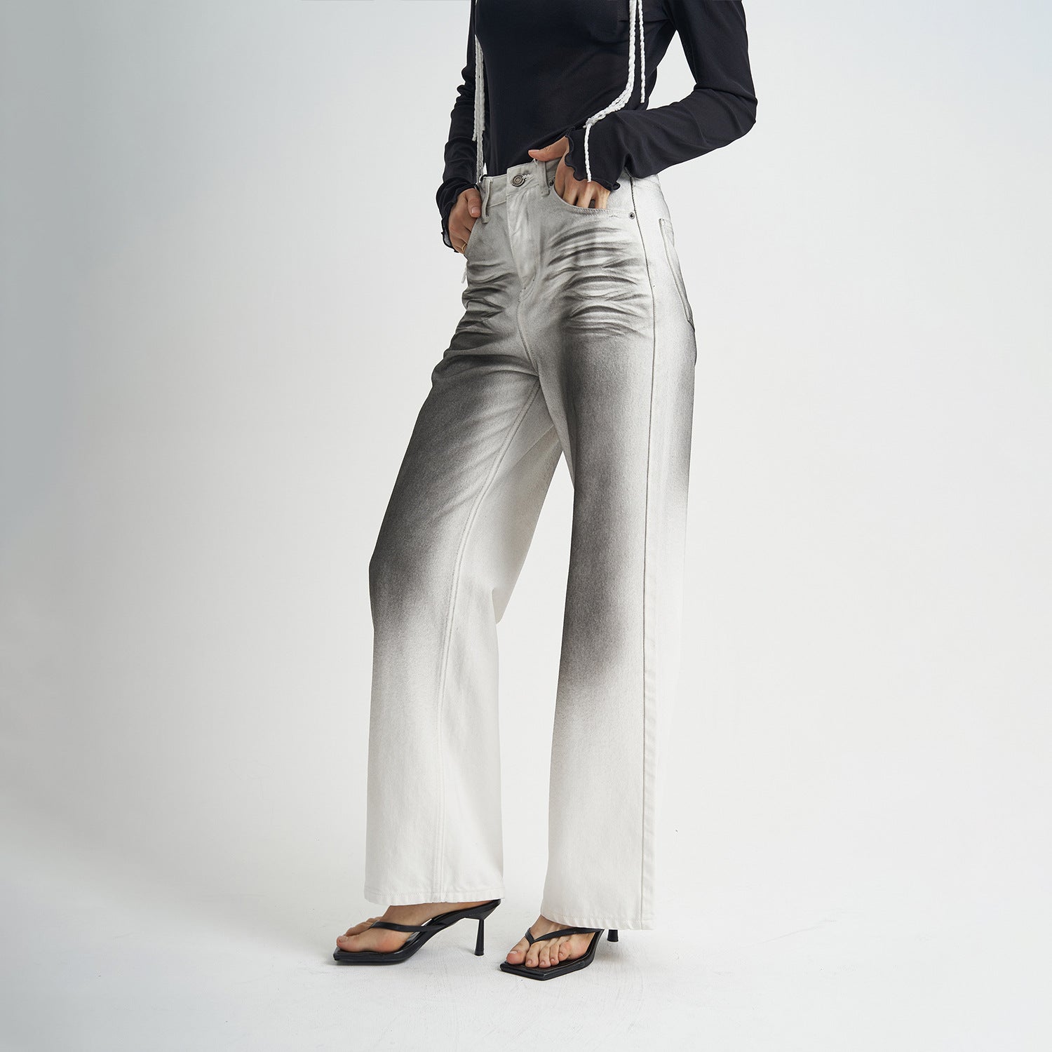 Washed Jeans Original Design High Waist Straight Slim Fit