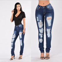 New style denim trousers with ripped jeans