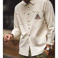 Men's Retro Indian Totem Creamy-white Long-sleeved Shirt