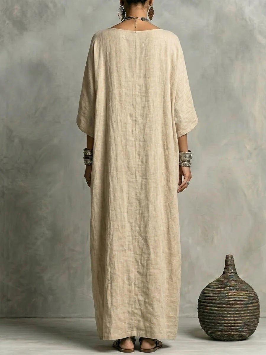 Round-neck Casual Asymmetrical Long Dress