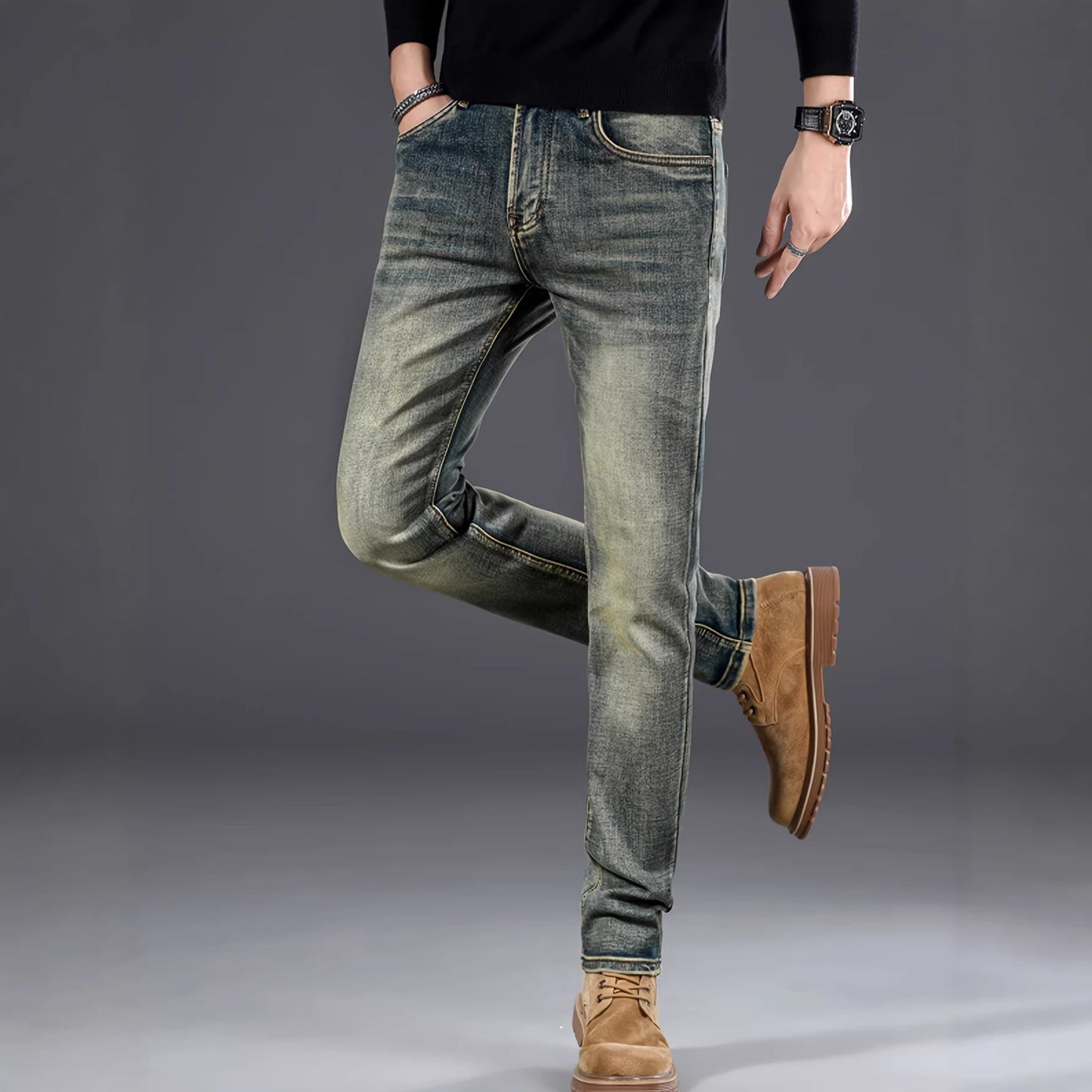 Mens Casual Stretch Slimming Retro Jeans