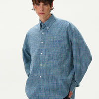American Style Vintage Plaid Pleated Shirt