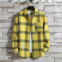 Long-sleeve Plaid Shirt -style Loose Fit