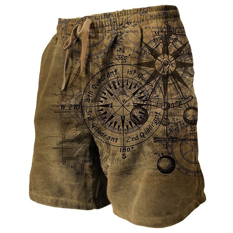 European And American 3D Printed Casual Retro Plaid Hawaiian Vacation Beach Pants Loose Shorts Men