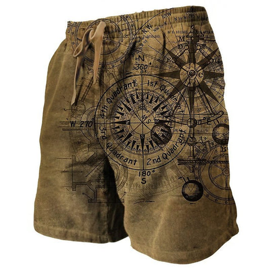 European And American 3D Printed Casual Retro Plaid Hawaiian Vacation Beach Pants Loose Shorts Men