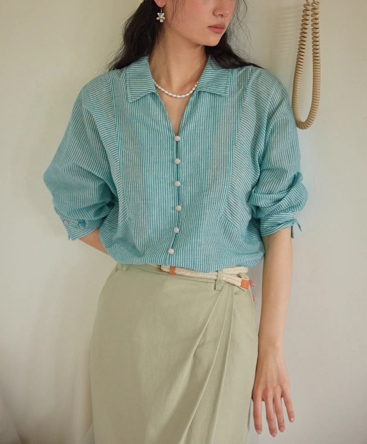 French-striped Sun-protection Shirt