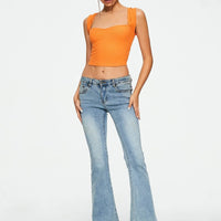 Crop Top Sweetheart Solid Ribbed Sleeveless