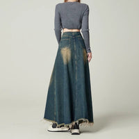 Vintage Distressed Denim Skirt