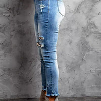 Burrs Tassels Denim Trousers For Women