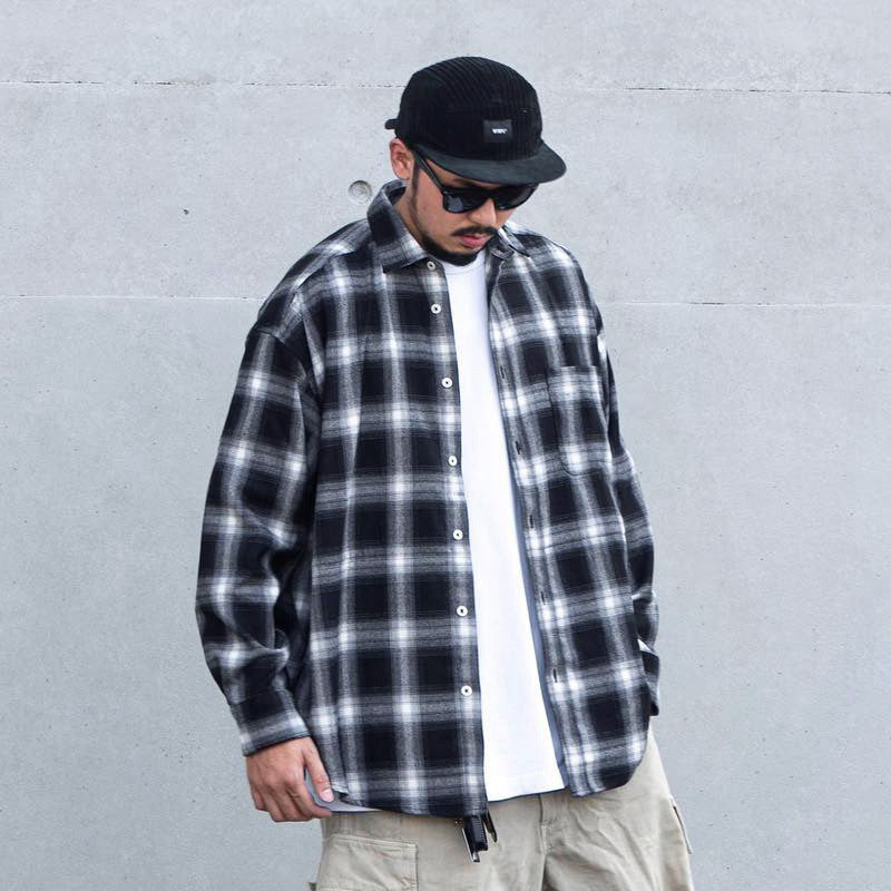Japanese Style Plaid Long Sleeve Shirt
