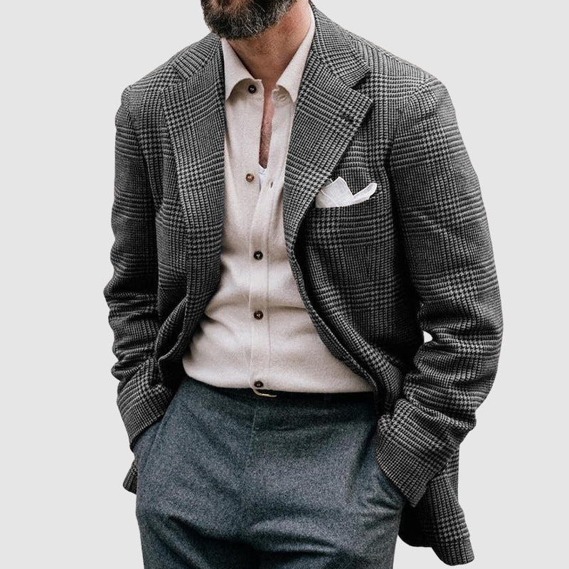 Casual Printed Double-breasted Suit Jacket For Men